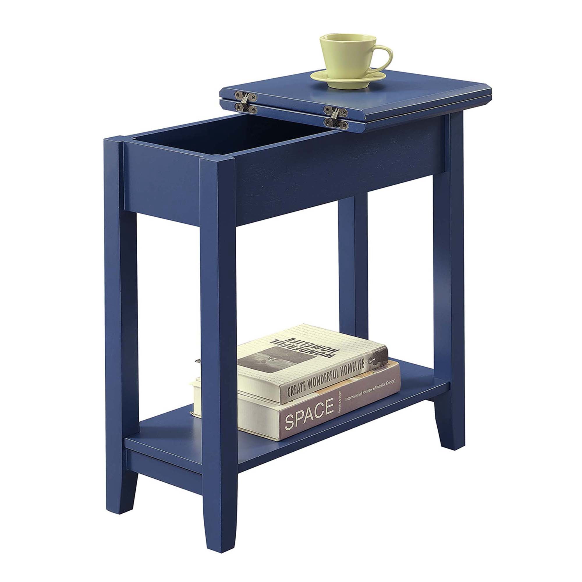 Convenience Concepts American Heritage Flip Top End Table, Cobalt Blue