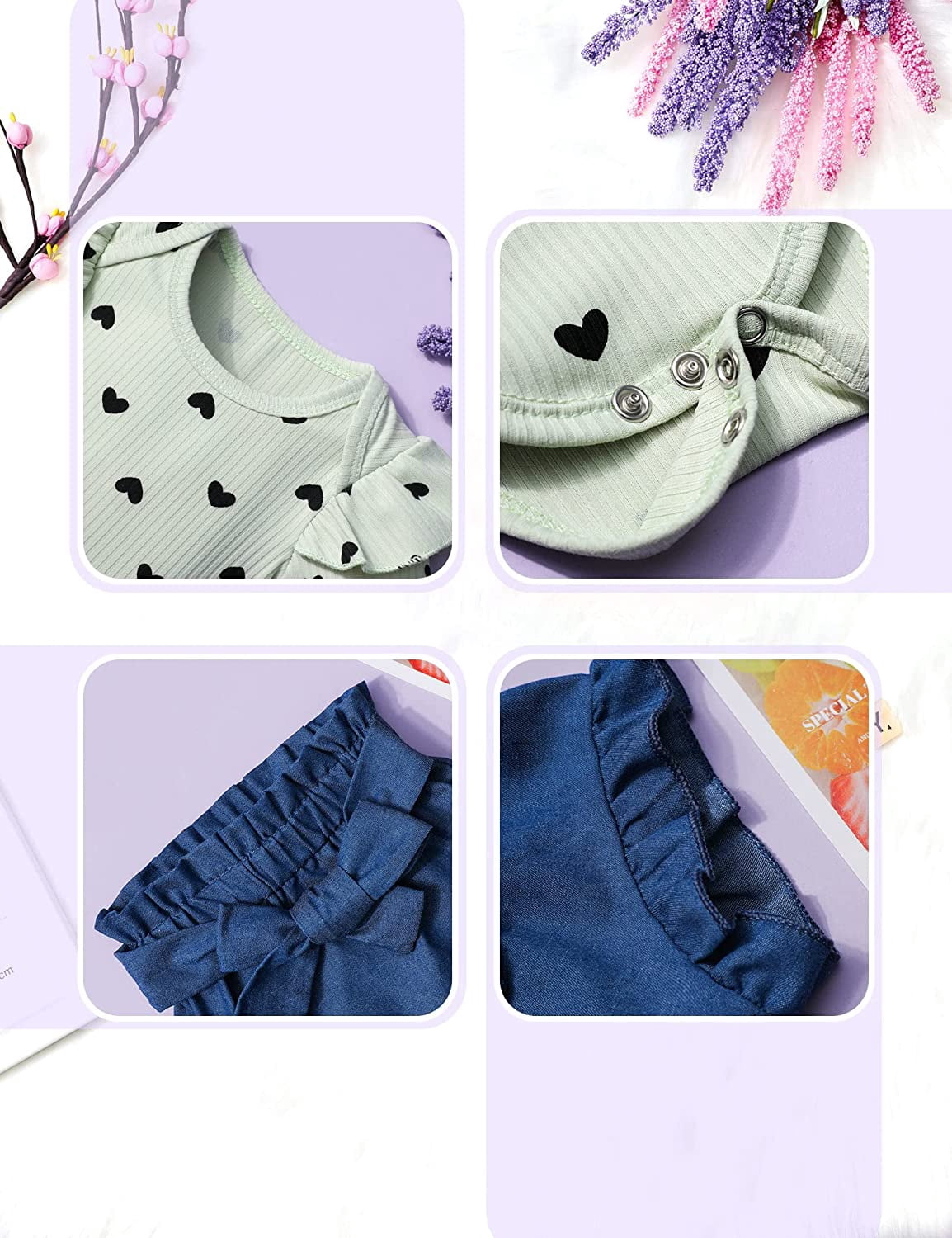 Baby Girl Clothes, Baby Clothes for Girls Short Sleeve Tops Summer Ruffle Shorts Set Infant Girl Clothes3-6Months