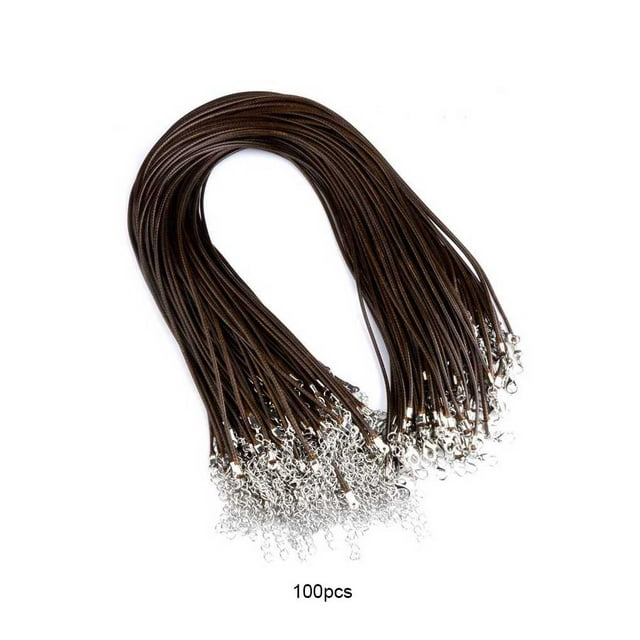 mmirethe 100 Pièces Collier Corde Simple Conception Réutilisable Pendentif Fil Bijoux Faire Cordon Bricolage Artisanat Accessoires Brun Blanc