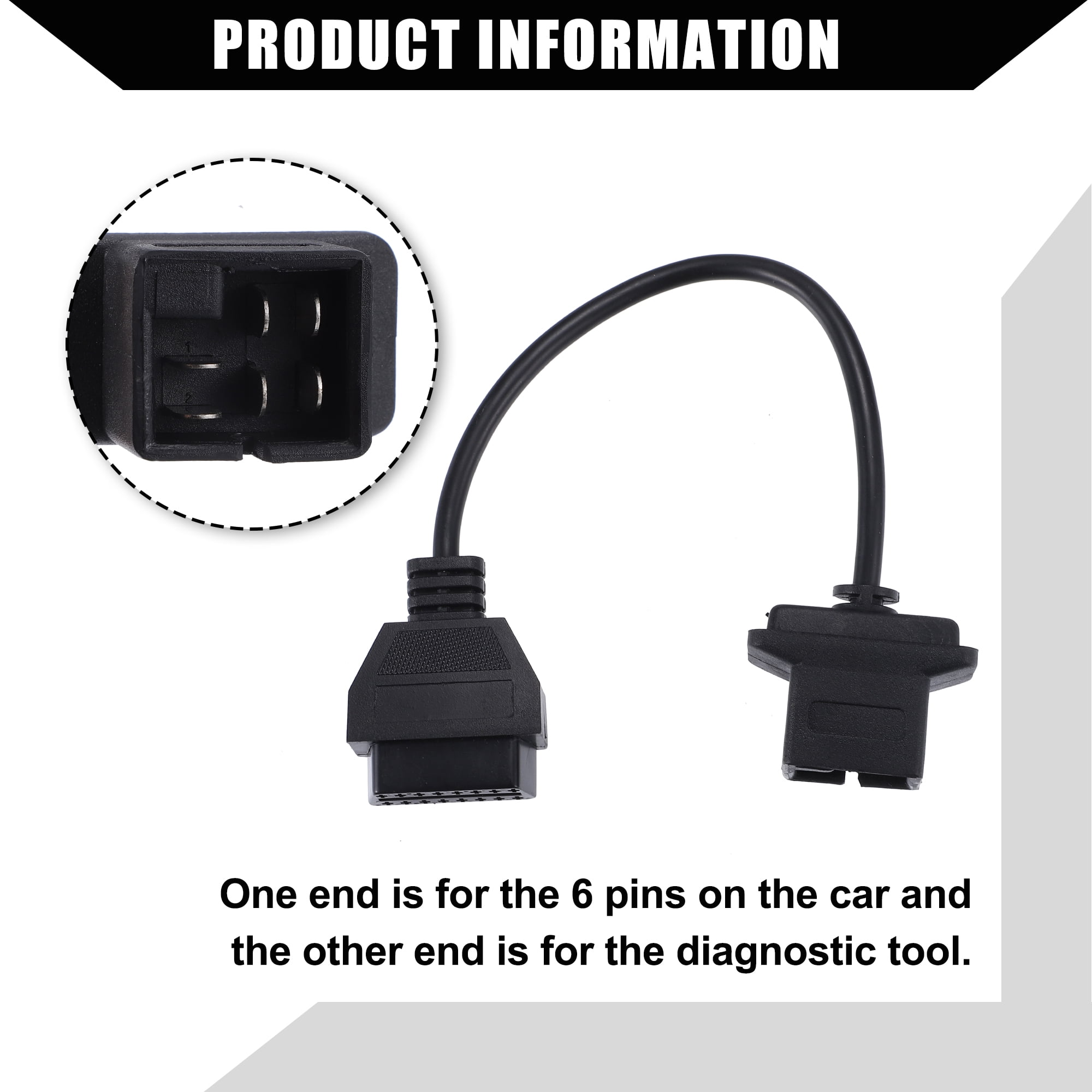 Unique Bargains 6 Pin to 16 Pin OBD2 Diagnostic Scanner Convertor Adapter Cable for Jeep