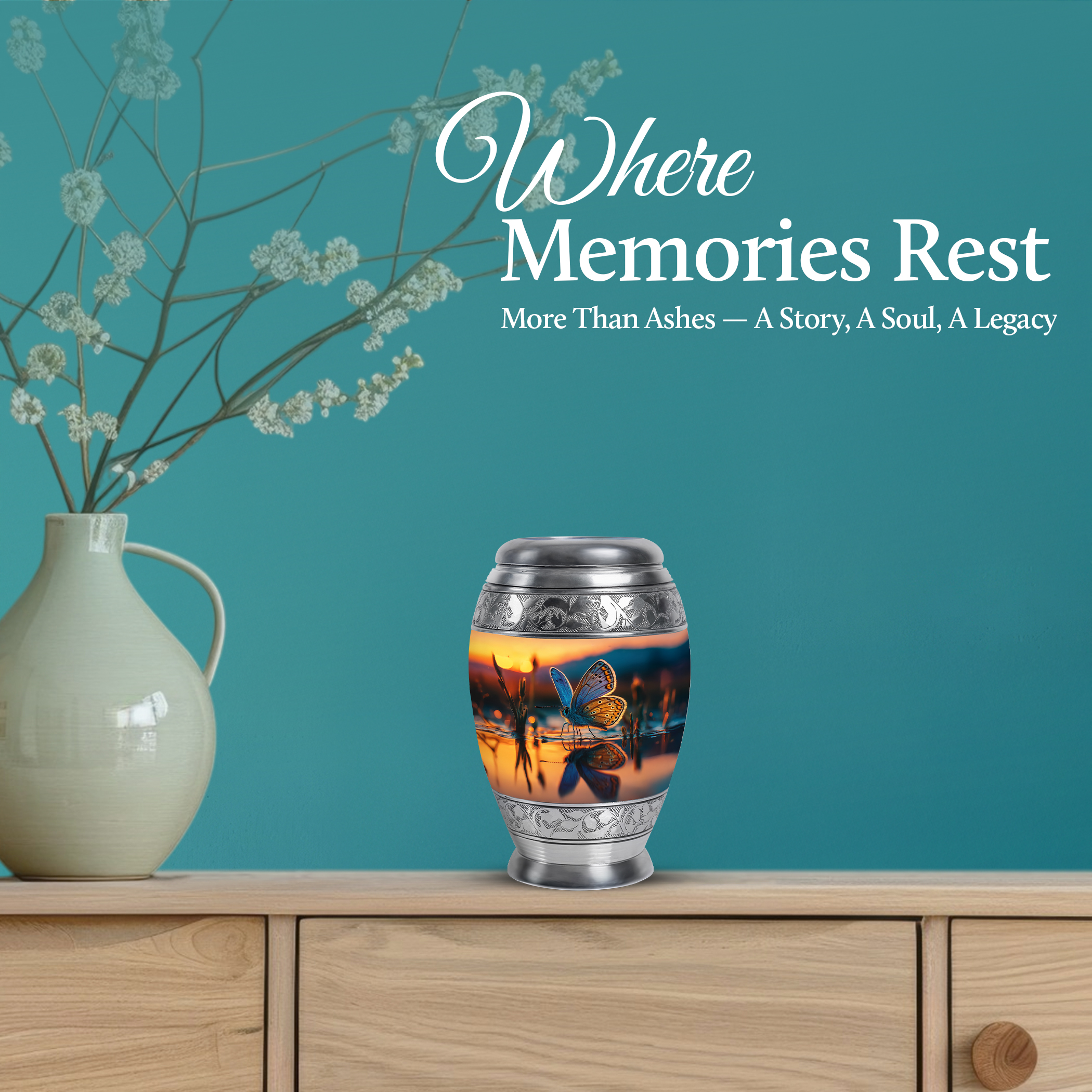 SABURIAL Butterfly Urn - Cremation Urn Burial - 3 Inch - Pack Of 4 - Unique Urns - Burial Urns For Male & Female - Ash Keepsakes For Human Ashes