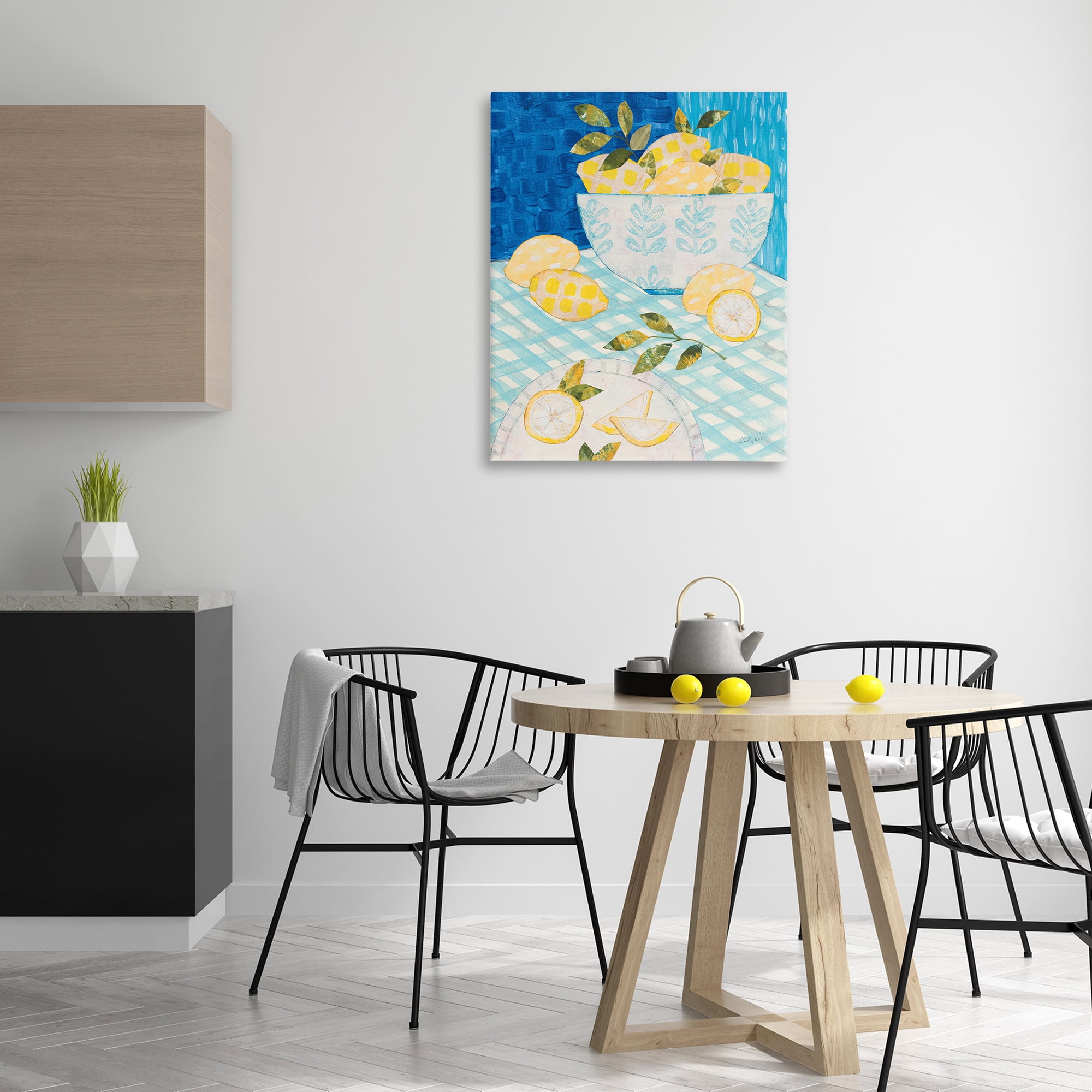 Stupell Industries Patterned Lemons Tablescape Food & Beverage Painting Wrapped Canvas Art Print Wall Art, 30 x 40