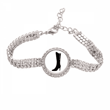 Simple Graphics Black High Boots Outline Tennis Chain Anklet Bracelet Diamond Jewelry