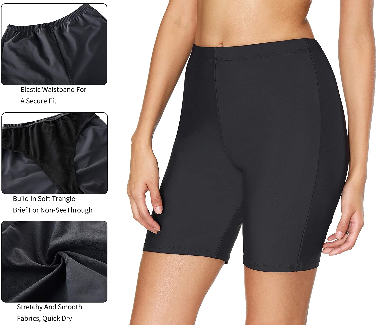 Women Long Board Shorts High Waist Swim 