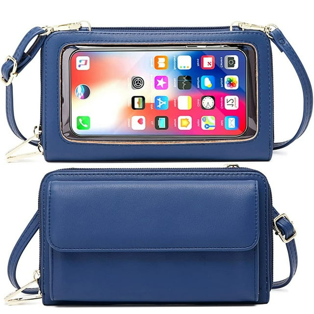 Funda para móvil para colgar, cartera, protección RFID, cartera para móvil, bolso de hombro, funda para móvil pequeña con pantalla táctil y cartera, bolso bandolera para