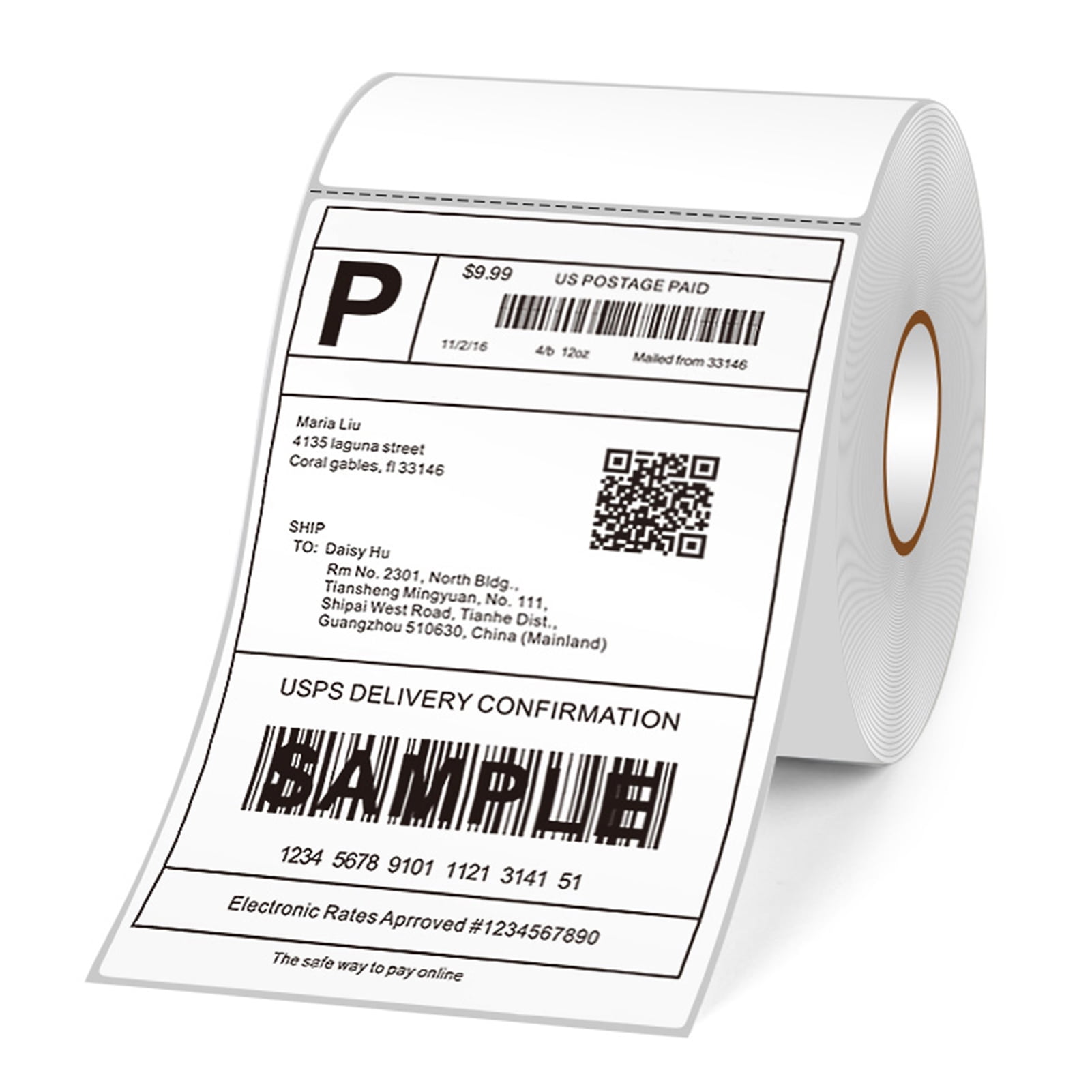 Walmeck Thermal Shipping Labels 4x8in Shipping Package Thermal Printer All-Purpose Label Paper Sticker Self-adhesive Waterproof Oil-Proof -scratch ...