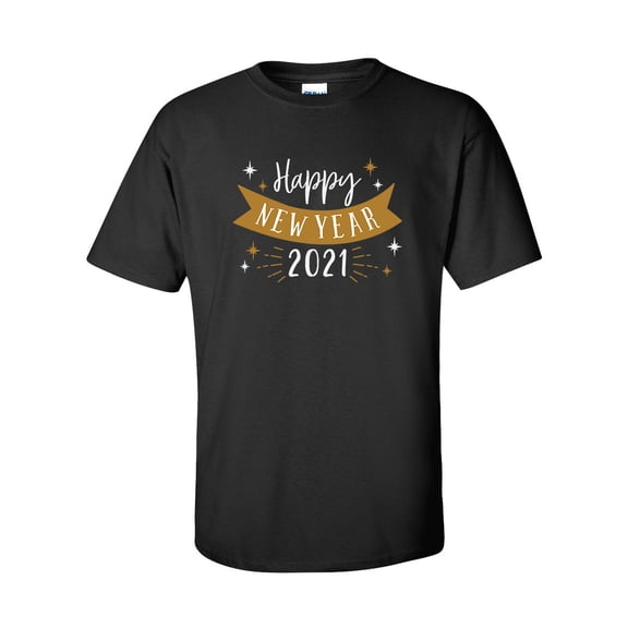 Happy New Year 2021 Festive Unisex Adult Short Sleeve T-shirt-Black-5xl