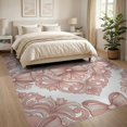 thumbnail image 3 of ODIKA 8'x10' Washable Area Rug Pink Romantic Centered Symmetrical Ornamental Round Ribbon for King Size Bedroom Under Bed, Master Suite, Non-Shedding, Easy Care, 3 of 7