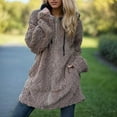 thumbnail image 2 of Shadoumai Winter Coat for Women Casual Loose Hooded Mid Long Fuzzy Fleece Jacket Full Zip Cozy Sherpa Outerwear, 2 of 5