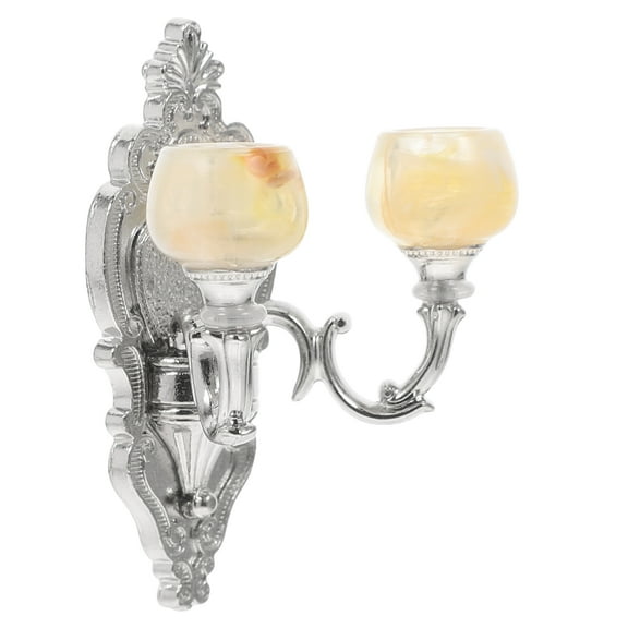 Worgeous Miniature Dollhouse Lamp Mini House Wall Lamp Doll House Wall Light Decor Miniature Alloy Wall Light Model Photography Prop