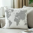 thumbnail image 3 of LALILO Throw Pillow Covers Earth World Map White Gray Black Flat Cushion Cover 18" x 18", 2 Pack, 3 of 6