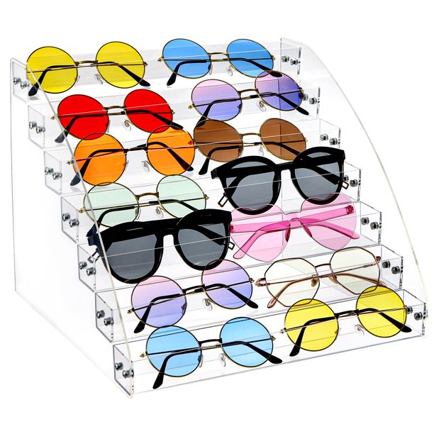 Soporte organizador para gafas de sol SOUJOY de 7 niveles, acrílico transparente