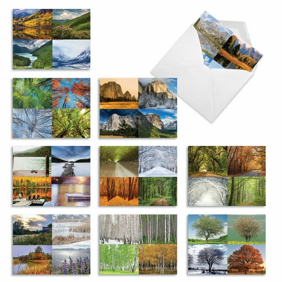 10 All Occasion Blank Note Cards Pack (4 x 5.12 Inch) - FOUR SEASONS