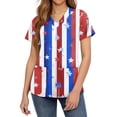 thumbnail image 2 of 250th Anniversary USA Womens Scrub Tops Loose Short Sleeve USA Flag Print Scrubs V Neck 4th of July Celebration Party Scrub Shirts Medical Nurse Workwear Nursing Uniform with Pockets Blue 4XL, 2 of 4
