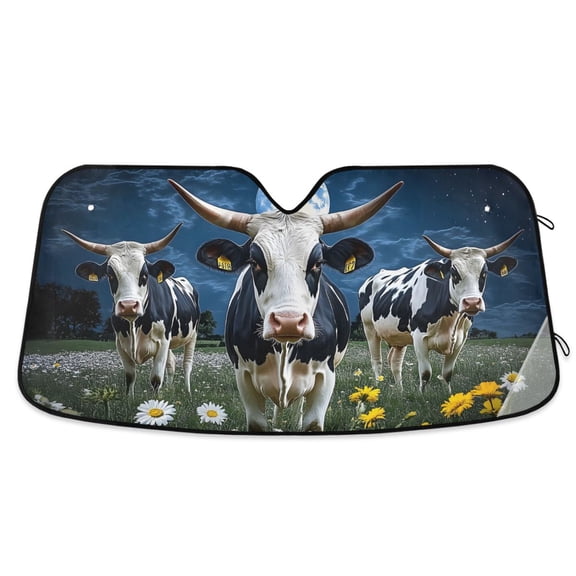 ALAZA Cow at Night Pattern Car Windshield Sun Shade Foldable UV Ray Sunshade Visor Protector 55 x 27.6in