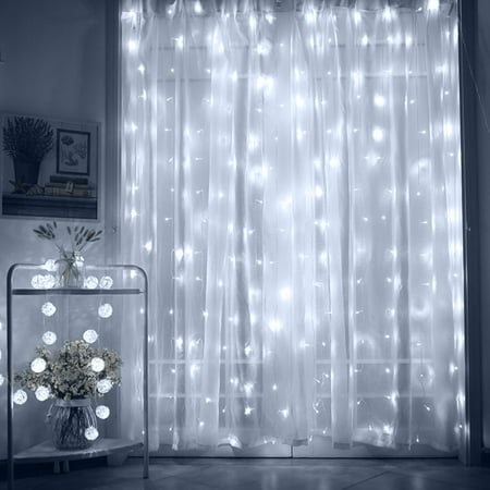 TORCHSTAR 9.8ft x 9.8ft LED Curtain Lights, Starry Christmas String Light, Indoor Decoration for Festival Wedding Party Living Room Bedroom,