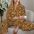 thumbnail image 6 of Honeii Vintage fall harvest basket Print Women's Pajama Sets Long Sleeve Button Down Sleepwear Nightwear Soft Pjs Lounge Sets 2PCS-X-Large, 6 of 7