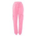 thumbnail image 4 of CHWGFWL Womens Linen Pants Women's Casual Solid Pocket Pants High Waist Elastic Band Sweater Pants Drawstring Cargo Pants Wide Leg Dress Pants for Women Women Dress Pants (Pink,XL), 4 of 4