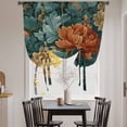 thumbnail image 3 of Vintage Floral Tie Up Curtains 45 Inches Long, Kitchen Window Curtains Over Sink, Boho Red White Floral Leaves Country Vintage Small Window Curtains Balloon Curtains Valances for Bedroom 34"x45", 3 of 8