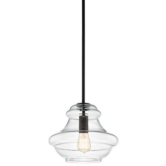 1 Light Contemporary Large Bell Shade Pendant Light Fixture with Clear Glass-Olde Bronze Finish-Clear Glass Color Bailey Street Home 147-Bel-2611336