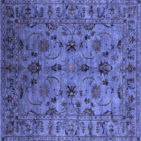 Ahgly Company Indoor Square Oriental Blue Industrial Area Rugs, 8' Square