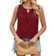 thumbnail image 2 of Women's Solid Color Round Neck Sleeveless Vest with Lace Pleat, Stylish and Versatile, 2 of 8