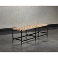 thumbnail image 2 of Sunpan Omari 51.25" Modern Leather and Iron Bench in Black/Light Tan, 2 of 6