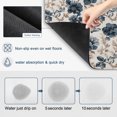 thumbnail image 3 of Dark Blue Floral Dish Drying Mats for Kitchen Counter, Vintage Flower Botanical Brown Leaves Classic Absorbent Coffee Bar Mat with Non-slip Rubber Backed Quick Drying Dish Rack Pad 16"x18", 3 of 9