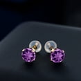 thumbnail image 3 of Gem Stone King 10K Yellow Gold Stud 1.40 Ctw Round 6mm Purple Amethyst Stud Earrings for Women Men, 3 of 3