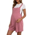 thumbnail image 2 of BRGZLK Women Maternity Overall Shorts Summer Solid Color Casual Loose Sleeveless with Adjustable Waist Soft Breathable Pregnant Jumpsuit Shorts Pink XXL, 2 of 7