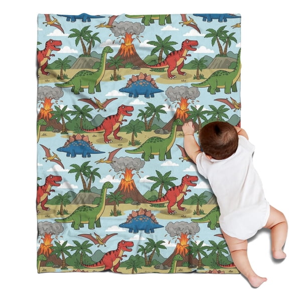 LightColor Dinosaurs Volcanoes Pattern Blanket,Comfortable Soft Lamb Wool Throw Blanket,All Season,Warm Lightweight Blankets for Sofa Bed Couch Living Room Chair,30"x40"