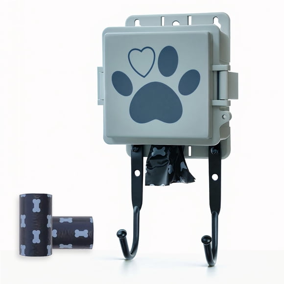 Dispensador de bolsas para excrementos de perro Onybte, soporte de pared con ganchos, 2 rollos