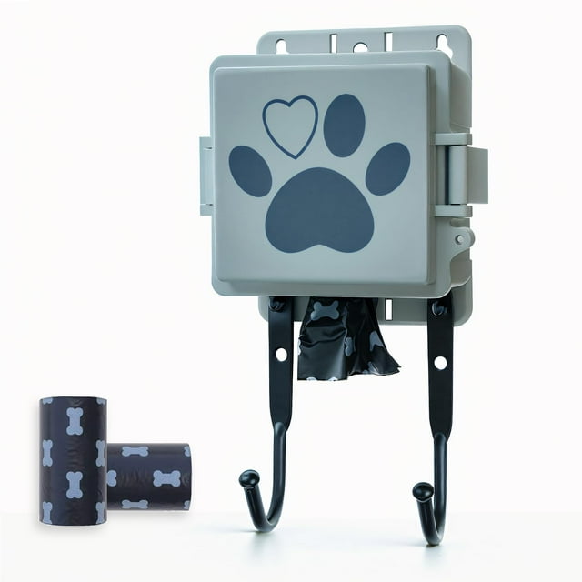 Dispensador de bolsas para excrementos de perro Onybte, soporte de pared con ganchos, 2 rollos