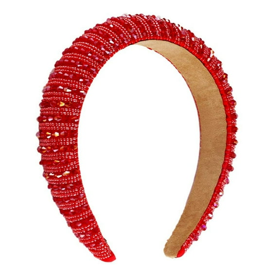 WTXUE Headbands for Women, Hoop Sponge Head Girls Rhinestone Fashion Women Hairband Headband Hair Headband, Red