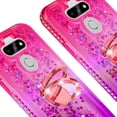 thumbnail image 4 of SOGA Rhinestone Quicksand Cover Cute Girl Phone Case for LG Aristo 5/Phoenix 5/Tribute Monarch/Fortune 3/Risio 4/LG K31 Case with Ring for Magnetic Car Mounts and Lanyard - Purple / Pink, 4 of 5