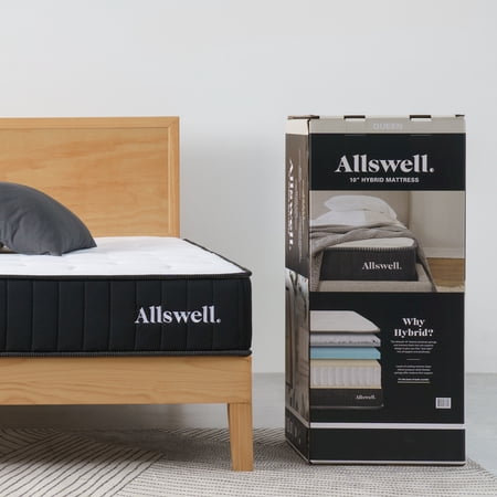 THE ALLSWELL 10″ HYBRID MATTRESS IN A BOX WITH GEL MEMORY FOAM, ADULT, QUEEN