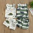 thumbnail image 4 of Douhoow Newborn Boys Summer Clothes Cartoon Dinosaur Print Sleeveless Vest Elastic Waist Shorts, 4 of 8