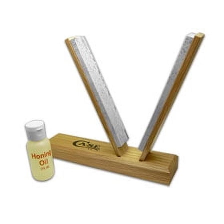 Case XX Knives Soft Arkansas Stone V-Sharpening Kit with Honing Oil for Pocket Knife