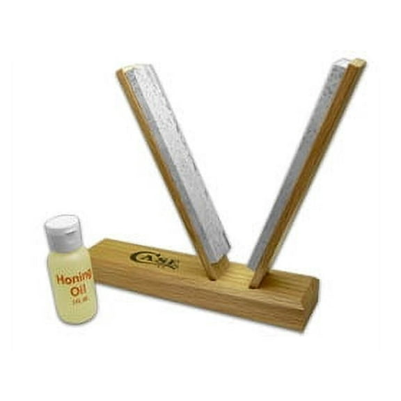 Case XX Knives Soft Arkansas Stone V-Sharpening Kit with Honing Oil for Pocket Knife