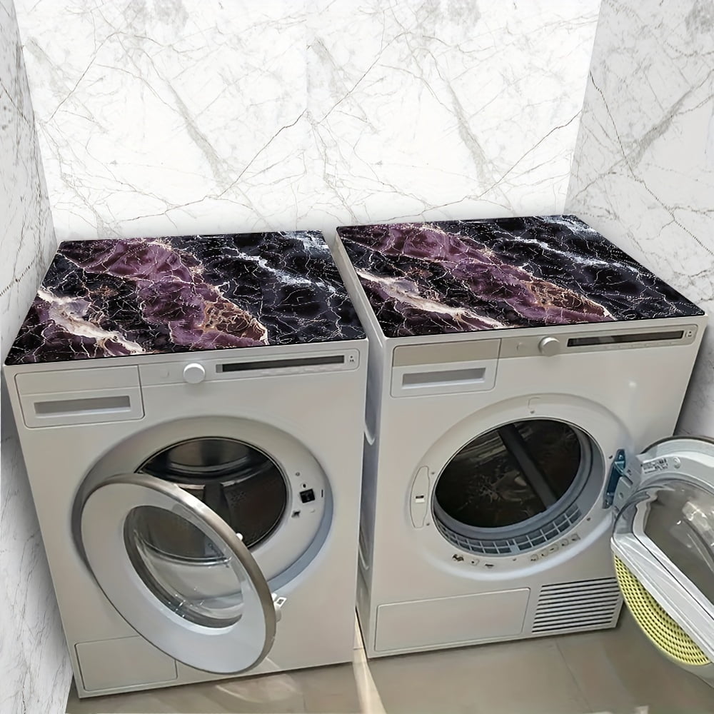 24in×24in, Black Marble Print Pattern, Washer And Dryer Top Protection Mat, Washing Machine Dust Cover Mat, Kitchen Accessories, Non-Slip, For Laundry Bathroom Home Decor, Room Decor