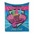 thumbnail image 1 of Vintage Soft Flannel Fleece Blanket, Vector Background with Ice Cream Illustration Food Sweets Yummy Design Print, Cozy Plush for Indoor and Outdoor Use, 70" x 90", Blue and Hot Pink, by Ambesonne, 1 of 6