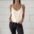 thumbnail image 2 of LWavelet Button-Front Spaghetti Strap V-Neck Tank Top Women Daily Casual Comfortable Versatile Tops White XL, 2 of 4