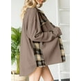 thumbnail image 4 of Womens Waffle Knit Plaid Shacket Boyfriend Button Down Shirt Jacket Loose Long Sleeve Tops, 4 of 6