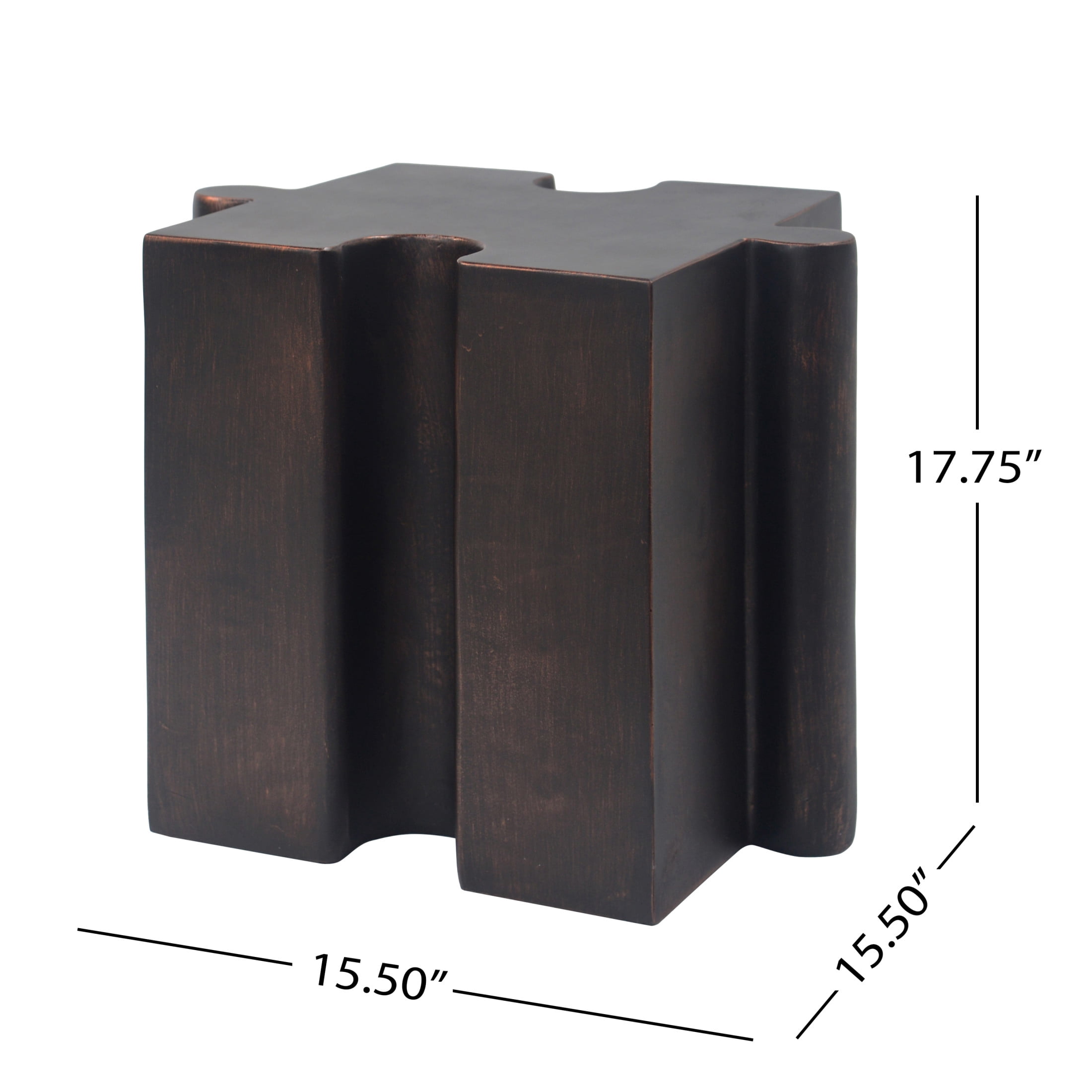 Christopher Knight Home 3-Piece Artistic Puzzle Table Set, 47" Modular Interlocking Design, Indoor Outdoor Use, Antique Copper