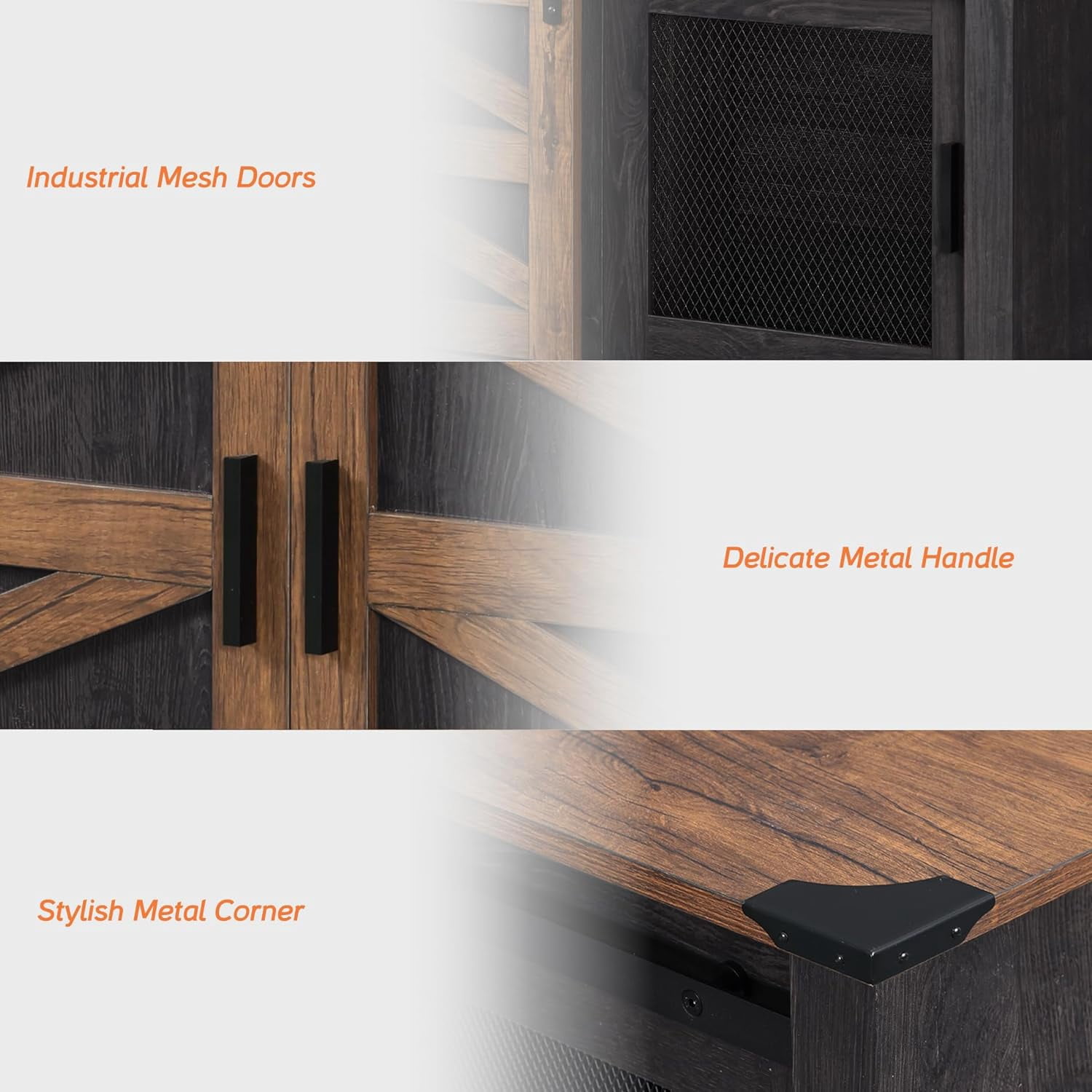 Wampat Farmhouse TV Stand for TVs up to 85 Inches with Charging Station, Drawers, Sliding Barn Door, Storage Shelf, Dark Walnut and Black Finish