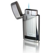 Visol Caseti Gaspar Chrome Plated Black and Grey Lacquer Jet Flame Lighter With Cigar Punch