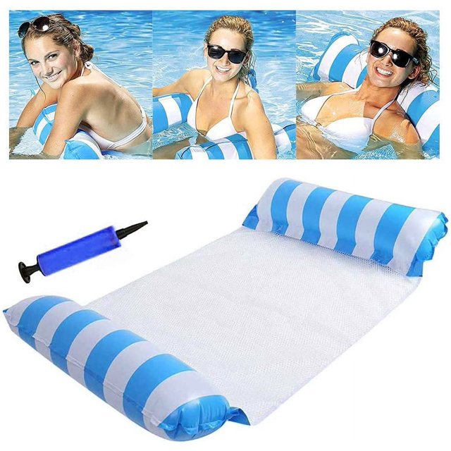 Hamaca flotante multiusos, flotador inflable 4 en 1 para piscina, hamaca flotante reclinable, hamaca de agua, hamaca flotante plegable multiusos, flotador ultraligero portátil (azul) Sincero Electrónica