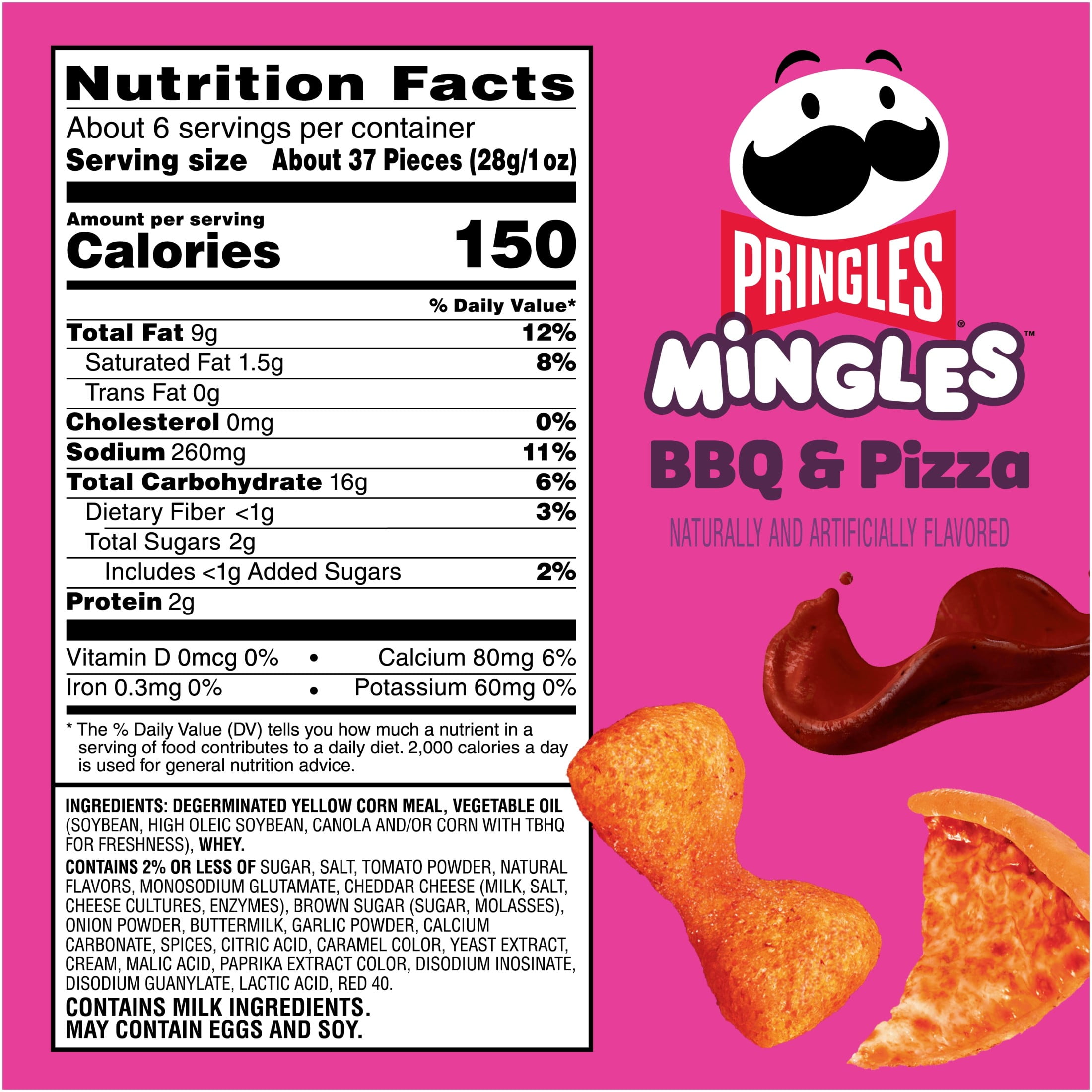 (6 pack) Pringles Mingles BBQ and Pizza Puffed Snacks, Salty Snacks, 5.5 oz