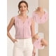 thumbnail image 2 of Blusa sin mangas con cuello en V para camisas de trabajo de oficina de gasa para mujer Rosa S, 2 of 5