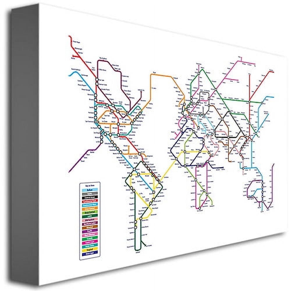 Trademark Art "World Map - Subway" Canvas Wall Art by Michael Tompsett